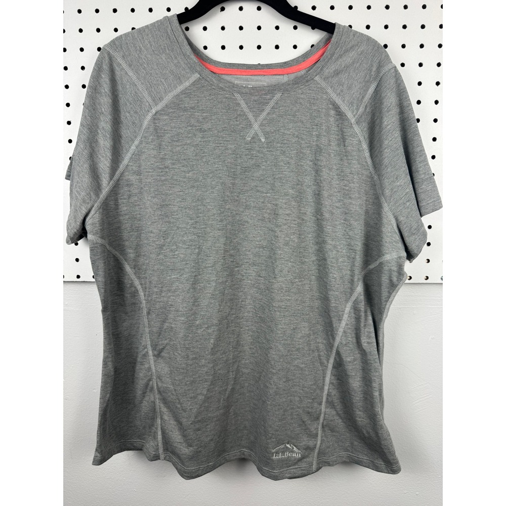 LL Bean Womens XL Gray Short Sleeve Active T-Shirt Performance Top 280435